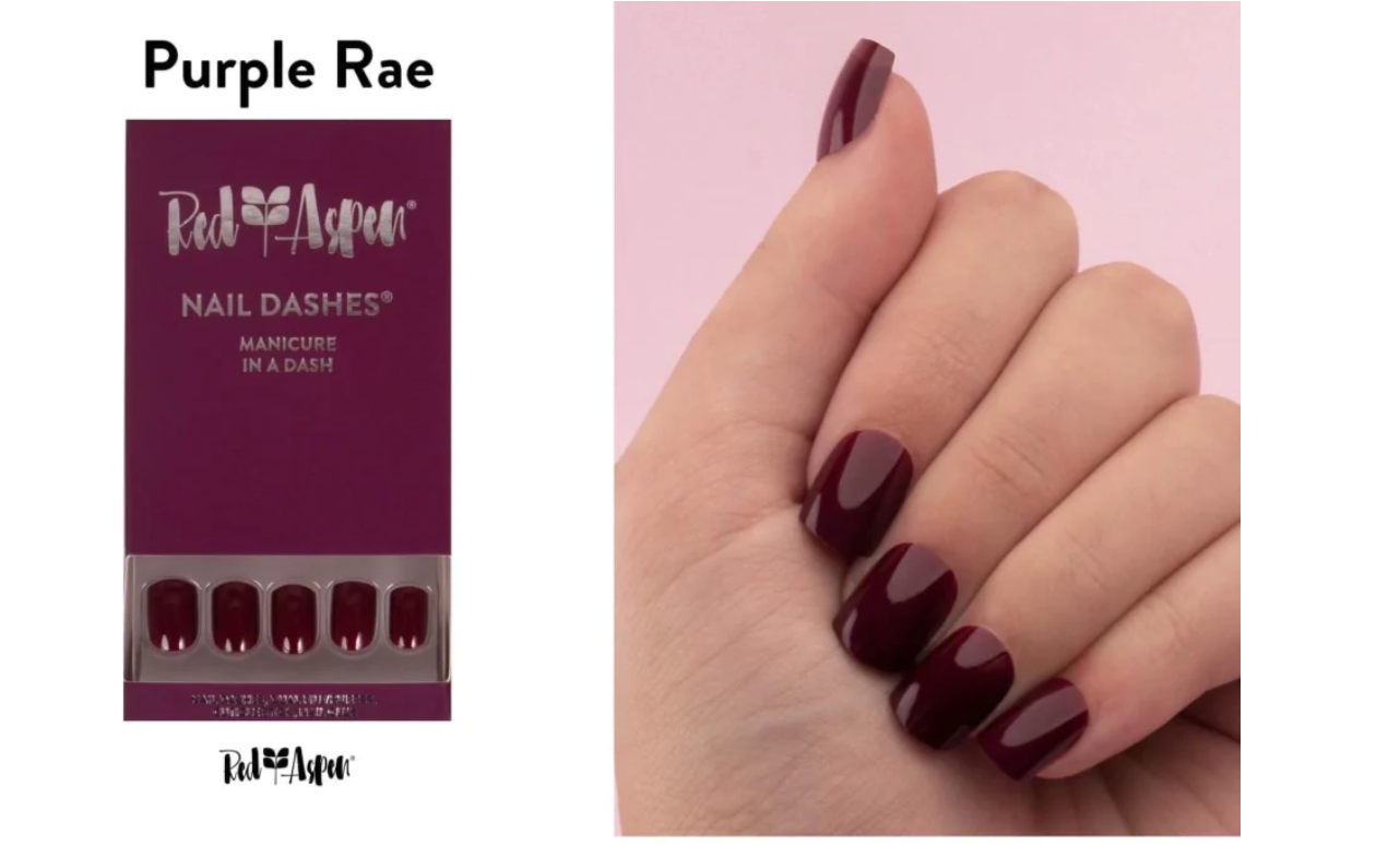 RED ASPEN Purple Rae Nail Dashes 24 Pop On Short Square 0-9 S2